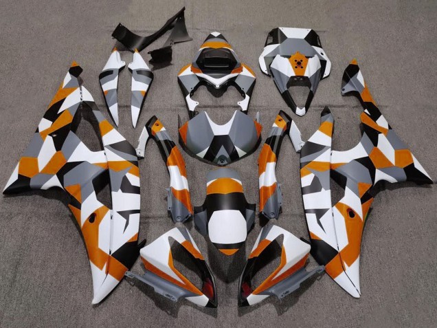 Carenado Moto Yamaha YZF R6 2008-2016 - Blanco Naranja Gris Negro Camouflage