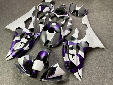 Carenado Moto Yamaha YZF R6 2008-2016 - Blanco Púrpura Gris Negro Camouflage