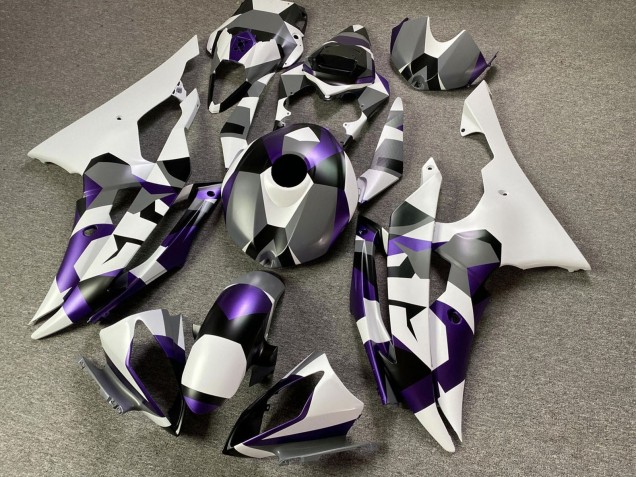 Carenado Moto Yamaha YZF R6 2008-2016 - Blanco Púrpura Gris Negro Camouflage