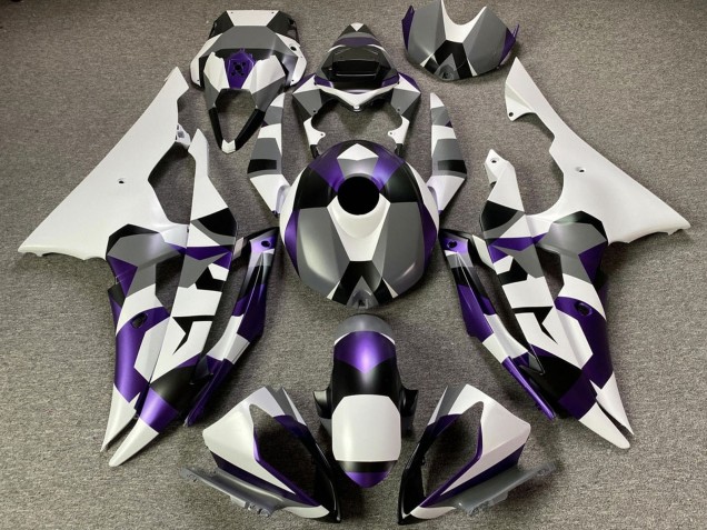 Carenado Moto Yamaha YZF R6 2008-2016 - Blanco Púrpura Gris Negro Camouflage