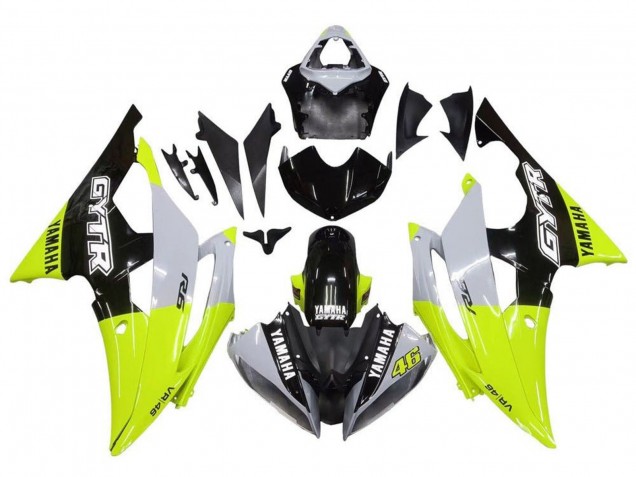 Carenado Moto Yamaha YZF R6 2008-2016 - Blanco Verde Negro Brillante GYTR
