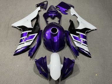 Carenado Moto Yamaha YZF R6 2008-2016 - Blanco Púrpura Negro Raya