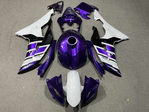 Carenado Moto Yamaha YZF R6 2008-2016 - Blanco Púrpura Negro Raya