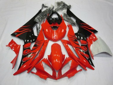 Carenado Moto Yamaha YZF R6 2008-2016 - Rojo Negro Brillante Llama