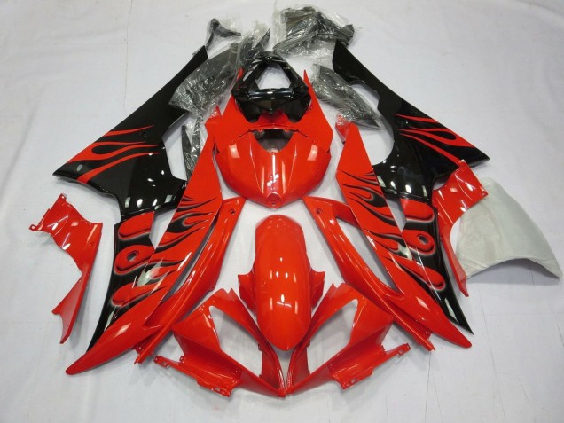 Carenado Moto Yamaha YZF R6 2008-2016 - Rojo Negro Brillante Llama