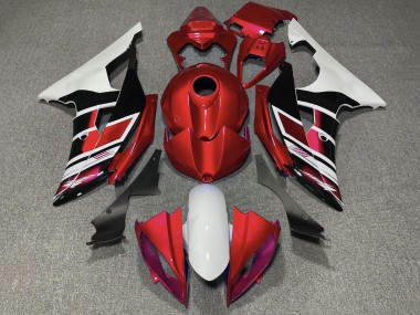 Carenado Moto Yamaha YZF R6 2008-2016 - Blanco Rojo Negro Brillante Raya