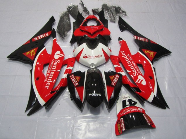 Carenado Moto Yamaha YZF R6 2008-2016 - Blanco Rojo Negro Santander