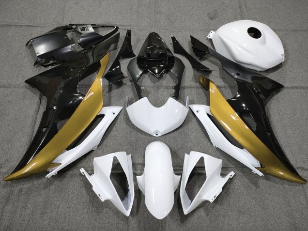 Carenado Moto Yamaha YZF R6 2008-2016 - Blanco Oro Negro Brillante