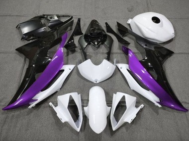 Carenado Moto Yamaha YZF R6 2008-2016 - Blanco Púrpura Negro Brillante