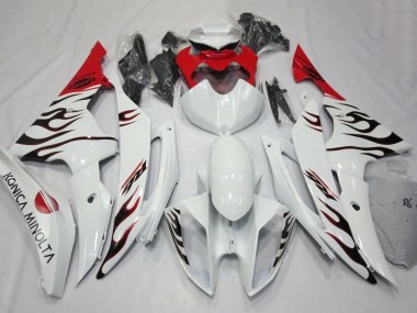 Carenado Moto Yamaha YZF R6 2008-2016 - Blanco Rojo Negro Llama