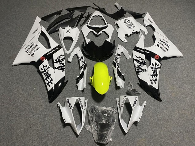 Carenado Moto Yamaha YZF R6 2008-2016 - Blanco Amarillo Negro Brillante Chinese Characters