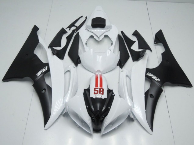 Carenado Moto Yamaha YZF R6 2008-2016 - Blanco Rojo Negro Mate 58