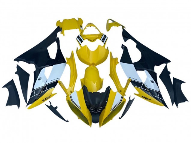 Carenado Moto Yamaha YZF R6 2008-2016 - Amarillo Blanco Negro Raya