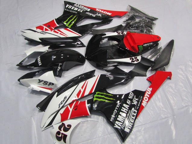 Carenado Moto Yamaha YZF R6 2008-2016 - Blanco Rojo Negro Brillante Verde Monstruo 25