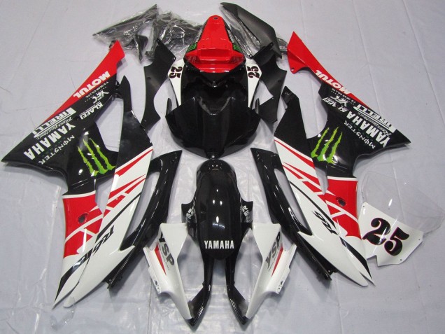 Carenado Moto Yamaha YZF R6 2008-2016 - Blanco Rojo Negro Brillante Verde Monstruo 25