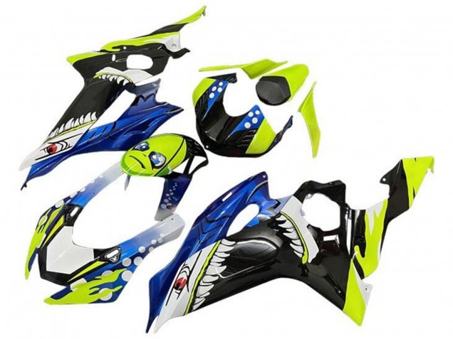 Carenado Moto Yamaha YZF R6 2017-2023 - Neon Amarillo Azul Tiburón