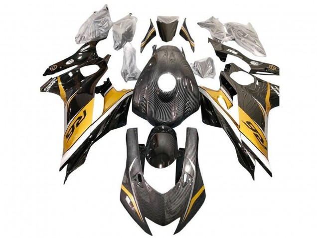 Carenado Moto Yamaha YZF R6 2017-2023 - Oro Blanco Negro Falso FibraCarbono