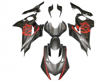 Carenado Moto Yamaha YZF R6 2017-2023 - Rojo Negro Falso FibraCarbono