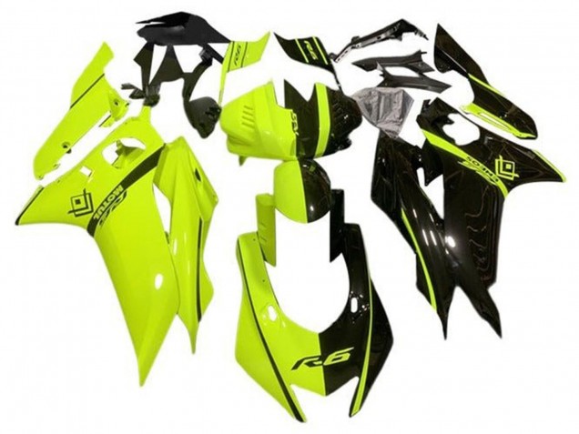 Carenado Moto Yamaha YZF R6 2017-2023 - Neon Amarillo Negro Brillante Dividir