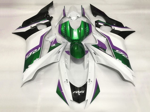 Carenado Moto Yamaha YZF R6 2017-2023 - Blanco Verde Púrpura Negro