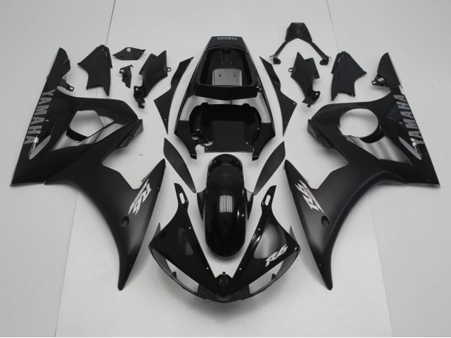 Carenado Moto Yamaha YZF R6 2005 - Negro Brillante Negro Mate Plata