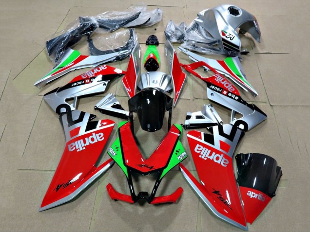 Carenado Moto Aprilia RS4 50 125 2012-2018 - Plata Rojo Verde Negro Brillante