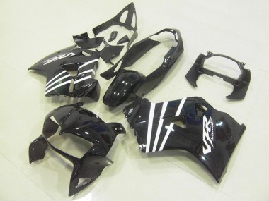 Carenado Moto Honda VFR 800 1998-2001 - Negro Brillante Blanco Raya