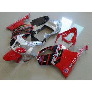 Carenado Moto Honda VTR1000 2000-2006 - Plata Rojo Negro Brillante Raya