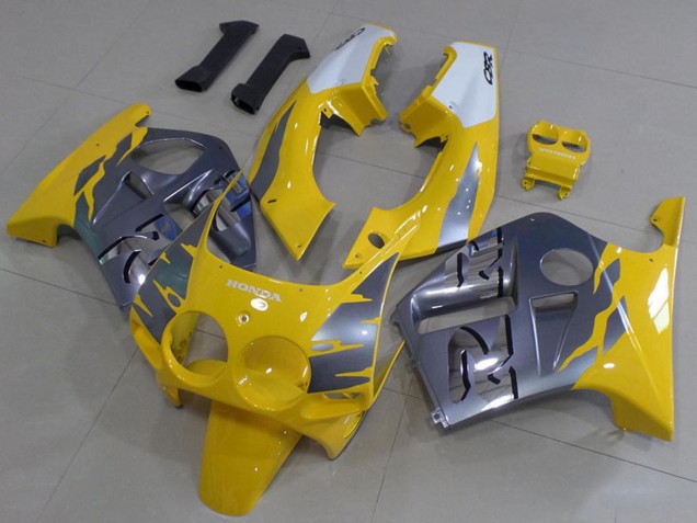 Carenado Moto Honda CBR250RR MC19 1988-1989 - Blanco Amarillo Plata