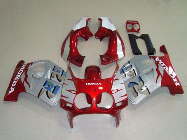 Carenado Moto Honda CBR250RR MC19 1988-1989 - Plata Blanco Rojo