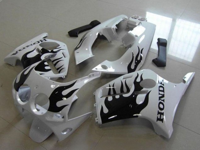 Carenado Moto Honda CBR250RR MC19 1988-1989 - Blanco Negro Brillante Llama