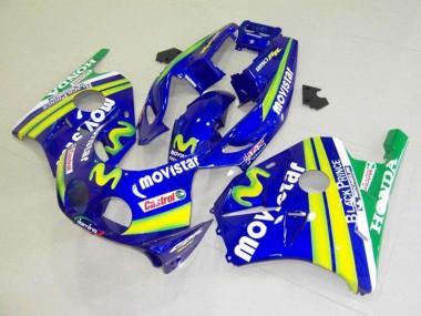 Carenado Moto Honda CBR250RR MC22 1990-1998 - Azul Amarillo Verde MoviStar Castrol