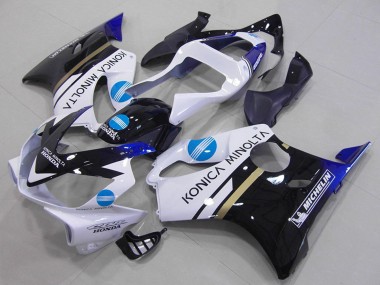 Carenado Moto Honda CBR600 F4i 2001-2003 - Blanco Azul Negro Brillante Konica Minolta