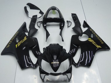 Carenado Moto Honda CBR600 F4i 2001-2003 - Negro Brillante Oro Calcomanías