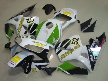Carenado Moto Honda CBR600RR 2003-2004 - Blanco Verde Amarillo Negro Brillante Hannspree 52