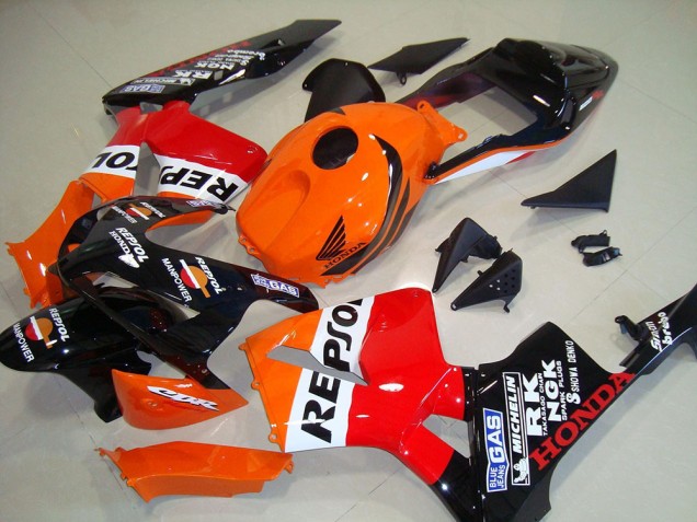 Kit Carenado Moto Honda CBR600RR 2003-2004 - Naranja Blanco Rojo Negro Brillante Repsol