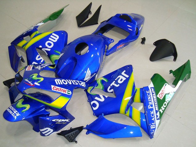 Carenados Moto Honda CBR600RR 2003-2004 - Azul Amarillo Verde MoviStar
