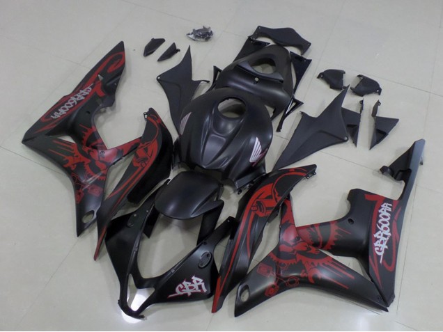 Carenado Moto Honda CBR600RR 2007-2008 - Negro Mate Rojo Cráneo