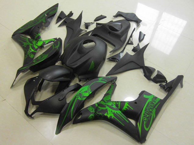 Carenado Moto Honda CBR600RR 2007-2008 - Verde Negro Mate Cráneo