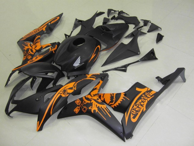Carenado Moto Honda CBR600RR 2007-2008 - Negro Mate Naranja Cráneo