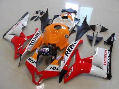 Kits Carenados Moto Honda CBR600RR 2007-2008 - Naranja Blanco Rojo Negro Brillante Repsol