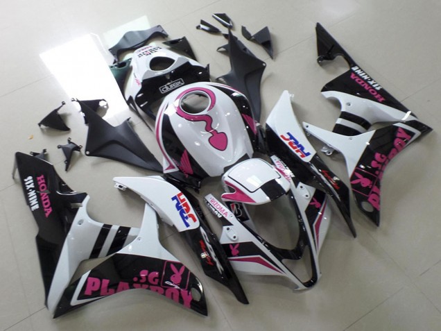 Carenado Moto Honda CBR600RR 2007-2008 - Blanco Rosa Negro Mate HRC Playboy Durex