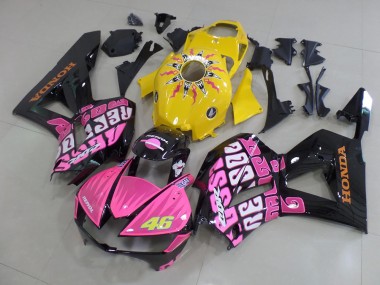 Carenado Moto Honda CBR600RR 2013-2023 - Amarillo Rosa Negro Brillante Rossi 46