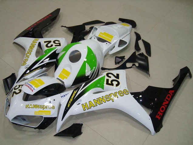Carenado Moto Honda CBR1000RR 2006-2007 - Blanco Verde Amarillo Negro Brillante Hannspree 52