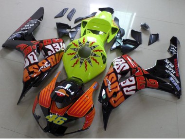 Carenados Moto Honda CBR1000RR 2006-2007 - Verde Naranja Negro Brillante Rossi 46