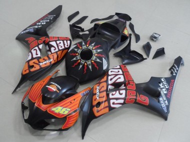 Carenado Moto Honda CBR1000RR 2006-2007 - Negro Mate Naranja Rossi 46