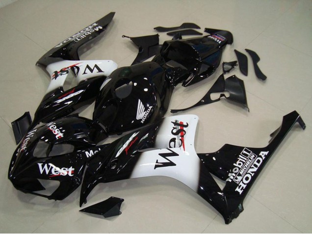 Carenado Moto Honda CBR1000RR 2006-2007 - Negro Brillante Blanco West