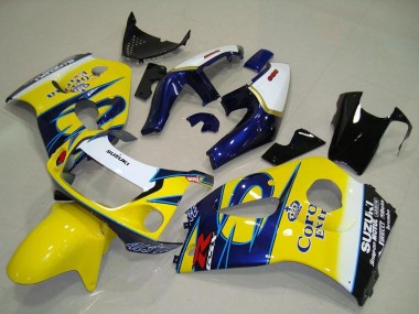 Carenado Moto Suzuki GSXR 600 1996-2000 - Blanco Amarillo Azul Corona