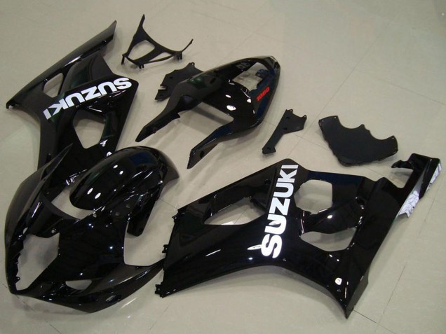 Carenado Moto Suzuki GSXR 1000 2003-2004 - Negro Brillante Blanco Calcomanía