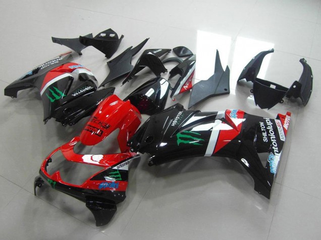 Carenado Moto Kawasaki ZX250R 2008-2012 - Negro Brillante Rojo Blanco Verde Monstruo Motul